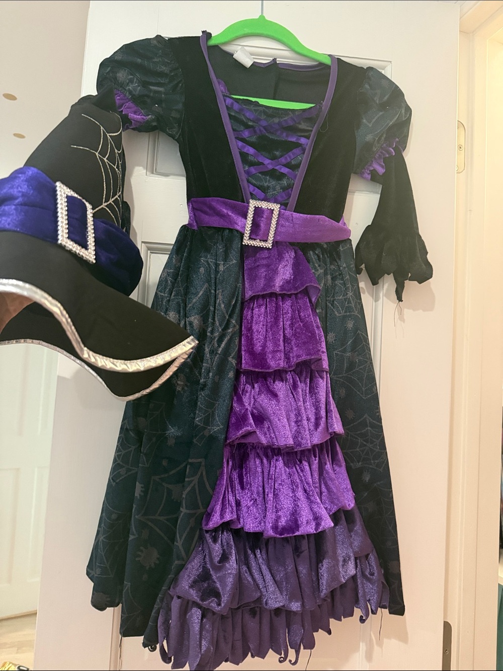 Girls Purple & Black Witch Costume with Hat